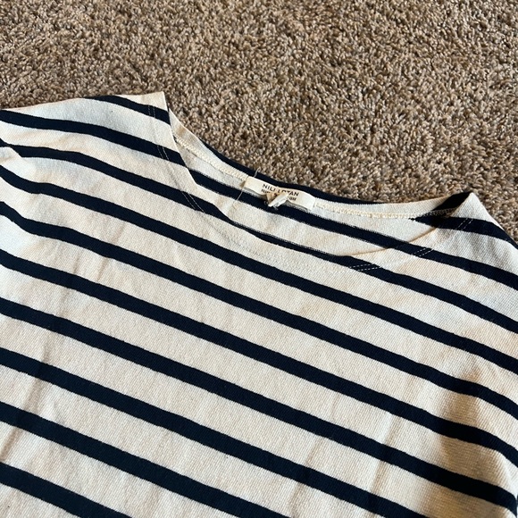 Nili Lotan Navy and Cream Breton Striped Shirt - Picture 2 of 5